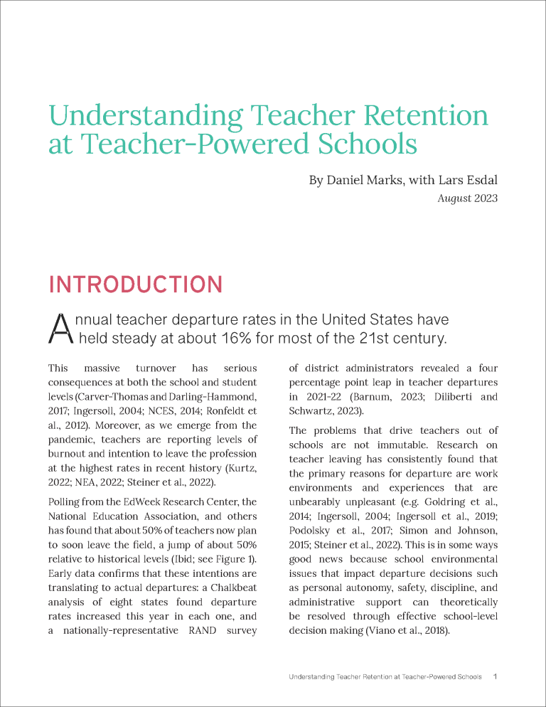 Understanding Teacher Retention at TeacherPowered Schools Education