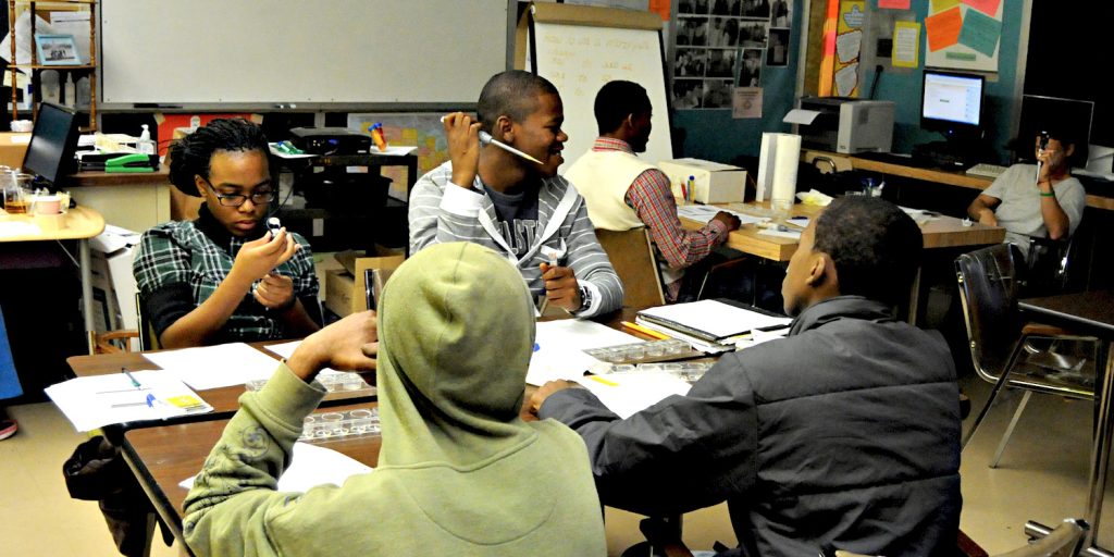 Students learning in a classroom