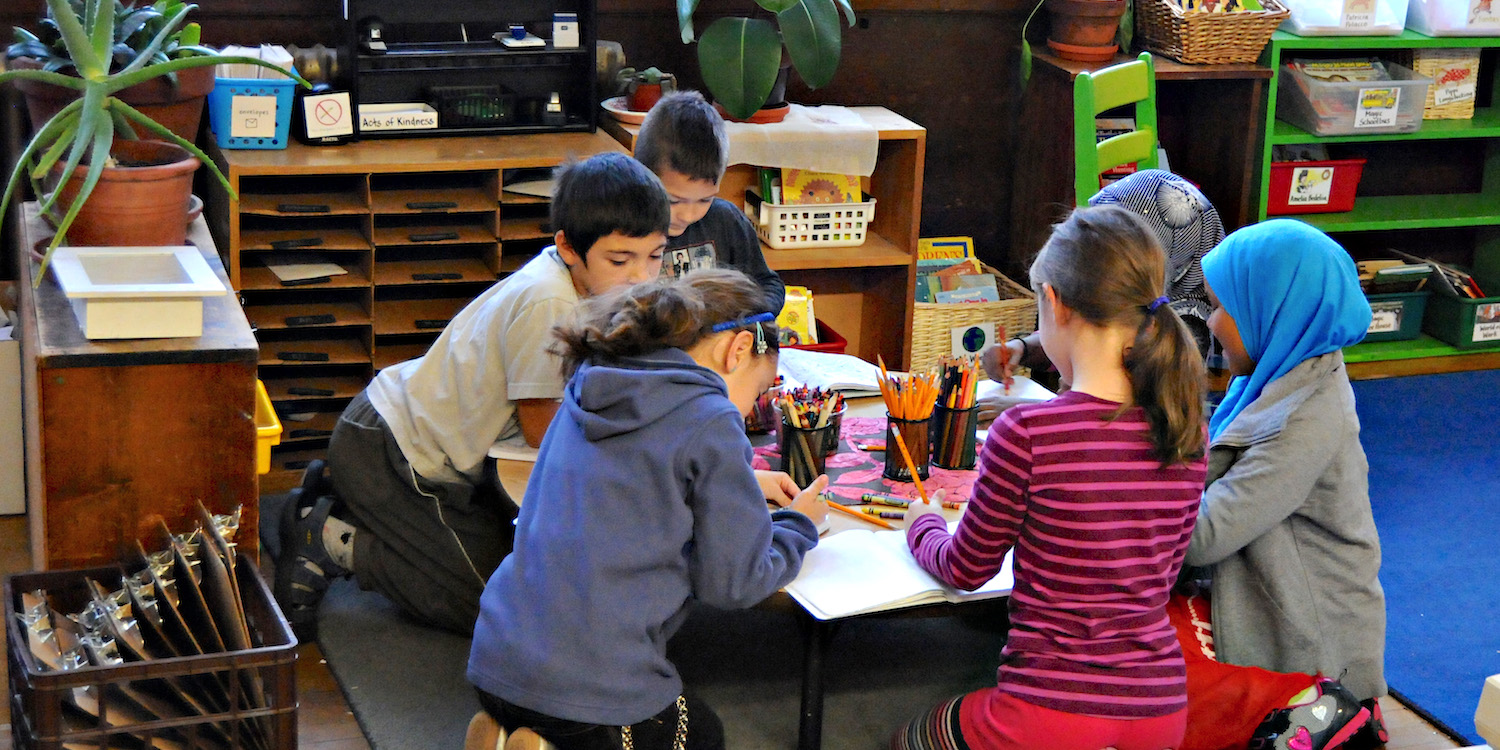 Students learning in a classroom